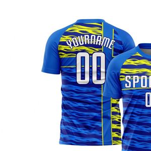 Maillot de football bleu et jaune à manches courtes, respirant, séchage rapide, léger, uniforme sportif pour l'entraînement et le jeu, pour hommes - Product Image 3