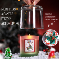 Bougie parfumée de Noël dans un bocal en verre avec cloche en verre, cire de soja, dégradé rose-vert, pour la décoration de la maison pendant les fêtes