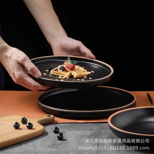 <b>Melamine</b> Western-style dinner <b>plate</b>, popular tableware storage, round steak <b>plate</b>, commercial flat <b>plate</b>, restaurant cold dish, - Product Image 1