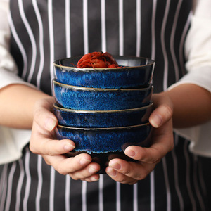 Stile giapponese Blu Fambe di Riso In Ceramica ciotola di Insalata Ciotola di Noodle Cucina Ciotola di Minestra Semplice Retrò Ciotola - Product Image 6