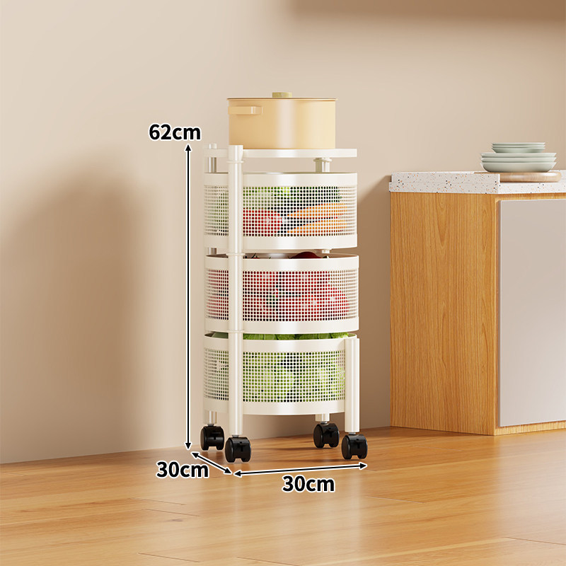 Multifunctional white rotating storage rack [three-tier round]