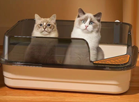 Bac à litière pour chat en plastique semi-fermé extra large, toilette pour chat