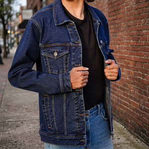 100% Cotton <b>Denim</b> <b>Jackets</b> for Men Casual Solid Color Pocket Thin High Quality Customizable Front Logo Winter Eco-friendly - Product Image 3