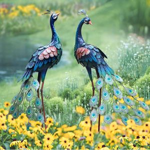Outdoor Metal <strong>Peacock</strong> Ornament Brown Powder Coated Handmade Garden Decor For Home Patio Yard - Product Image 2