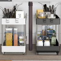 Support de rangement en plastique à double couche sous l'évier de la cuisine, organisateur d'épices, chariot de rangement