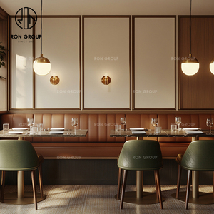 Ensemble <span class=keywords><strong>de</strong></span> meubles <span class=keywords><strong>de</strong></span> <span class=keywords><strong>restaurant</strong></span> <span class=keywords><strong>de</strong></span> restauration rapide commercial moderne en bois et cuir <span class=keywords><strong>de</strong></span> couleur orange et verte, table et chaise, canapé, banquette - Product Image 3