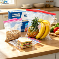 OEM/ODM diepvriesvoedsel opbergzakken, transparante sandwich grip seal plastic ziplock zakken met gekleurde bovenkant