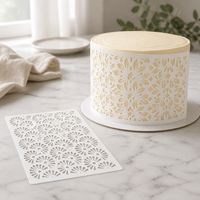4 pièces, 205*250 mm, pochoirs à gâteau réutilisables en plastique PET pour l'impression de crème au beurre et les travaux manuels DIY