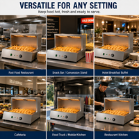 Chauffe-frites professionnel en acier inoxydable avec double lampe chauffante – Station de maintien au chaud pour restaurants de restauration rapide et de burgers