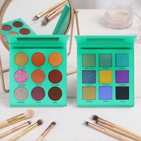 Palette de fards à paupières 9 couleurs vert vintage sous tons chauds avec paillettes, logo personnalisé, couleurs mates, marque privée