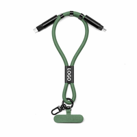 Cable USB-C 2 en 1 para Teléfono con Correa de Muñeca, Cable de Carga Rápida PD 60W USB-C a USB-C, Correa de Muñeca para Teléfono Celular para Funda de Teléfono