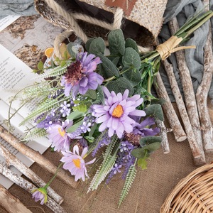Bouquet de fleurs artificielles CallaFloral, marguerite violette, eucalyptus, décoration de mariage à domicile CF01136 - Product Image 1