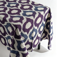 Nappe en coton et lin imprimée Ikat de 58 pouces, motif géométrique bohème, housse de table rectangulaire pour salle à manger, impression personnalisée