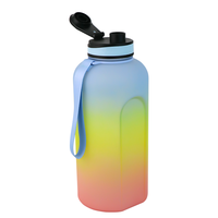 Bouteille d'eau sportive en PETG avec marqueur de temps, grande ouverture, 74 oz, bouteille d'eau de 2,2 l (demi-gallon), vente en gros
