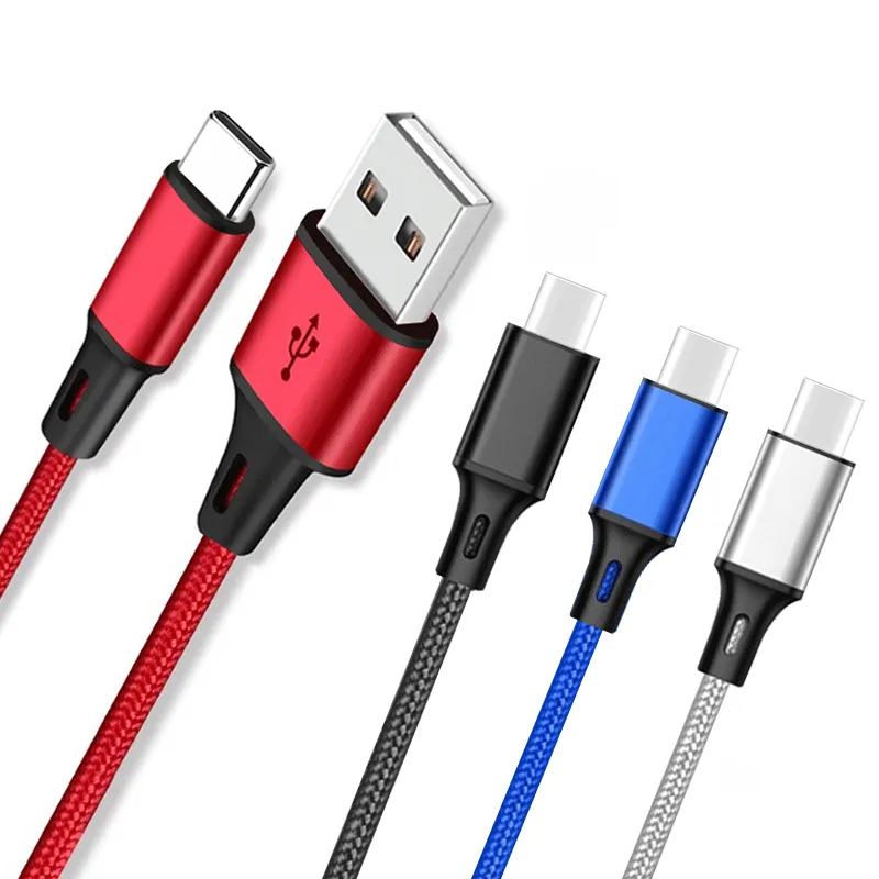 Fast Charging Type C Cable Nylon USB Phone Cable for Samsung / Huawei / One plus