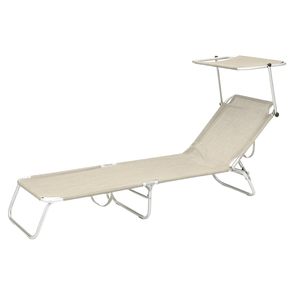 Sdraio Pieghevole con Tettoia Parasole 180x55x90 Cm Capacità 120 Kg Sedia a Sdraio da Giardino per Uso Esterno - Product Image 1