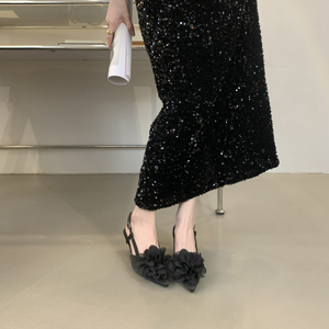 Zapatos de Mujer con Tacón Alto y Punta en Pico, Estilo Chino con Flores Francesas, Novedad 2024, Gran Venta - Product Image 4