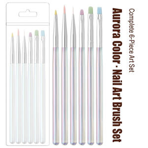 Lot de 6 stylos à ongles Aurora à pointe plissée, design japonais en acrylique pour la peinture au gel UV, manucure en salon - Product Image 5