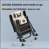 Chaise de pêche pliable multifonctionnelle en acier au carbone durable avec dossier et pieds réglables, légère et portable pour l'extérieur