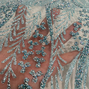 鸿龙精致钻石网眼水晶闪光亮片婚纱晚礼服蕾丝面料批发销售 - Product Image 5