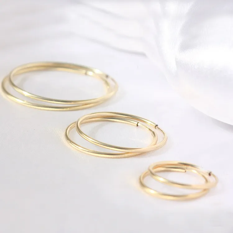 High quality thin gold hoop fashion 14K gold plated hoop earrings