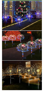 ไฟสวนพลังงานแสงอาทิตย์รูปแบบดอกไม้ไฟ LED สีสันสดใส โคมไฟตกแต่งกันน้ำสำหรับลานบ้านสวน - Product Image 4