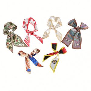 Wholesale Hot Sale Fashionable Handbag Handle <b>Wrap</b> Hair Head Band Neckerchief Custom Printed Ribbon Silk Scarf - Product Image 3