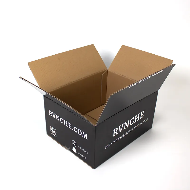 Özel logo karton üreticisi oluklu posta kutusu ambalaj teslim karton nakliye siyah kutu ambalaj