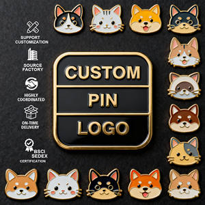 Металлический значок-брошь с милым мультяшным животным, эмалированный значок с собакой или кошкой - Product Image 1