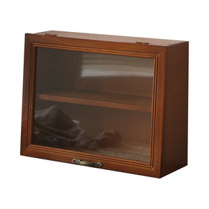 Solid Wood Desktop <b>Storage</b> <b>Box</b> Rectangle Retro Design For Cups Figurines Display Rack Standing Type Tidy Organizer - Product Image 4