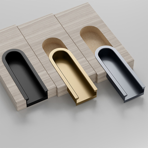Minimalist U-Shaped Groove Recessed Handles Embedded Concealed <strong>Door</strong> Pulls for Wardrobe Drawer Cabinet Vanity - Product Image 3