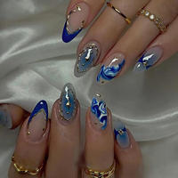 Faux Ongles Courts Amande Couverture Complète 24 Pièces en ABS avec Colle pour Doigts Personnalisation Logo Style INS