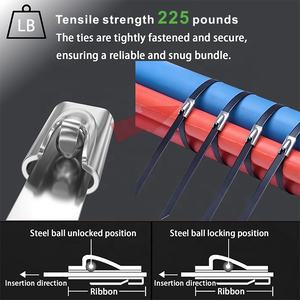 روابط كابلات من الفولاذ المقاوم للصدأ FSCAT SS304 316 مغلفة بالبلاستيك PVC، ناعمة وسميكة ومقاومة للخدش والأشعة فوق البنفسجية والصدأ حتى -40 درجة ° سي إلى 70 ° 100 قطعة من روابط الزيب بقوة 80 رطل - Product Image 2