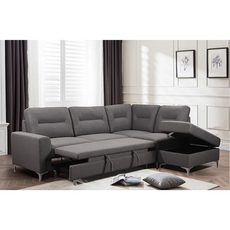 Divano letto ad angolo moderno per soggiorno divano a forma di L di lusso con braccioli