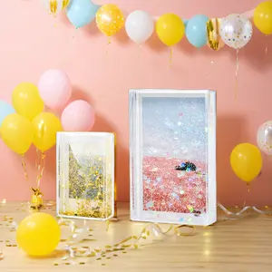 New York 2x3 4x6 Inch Decorative Acrylic Photo Frame with Glitter Effect PS Material Plastic Frames for Photo Storage