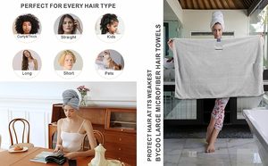 Serviette turban microfibre éponge pour séchage rapide des cheveux après la douche - Product Image 4