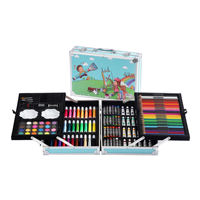 Ensemble d'art unisexe de haute qualité, 145 pièces, boîte en aluminium double couche, pinceaux, ensemble de peinture pour étudiants, stylo aquarelle pour cadeau