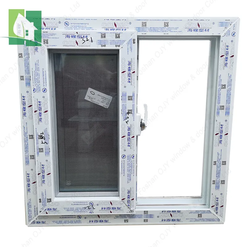 Ses geçirmez rüzgar geçirmez pencere bay pencere kasırga darbe 3 katmanlı PVC sürgülü pencere