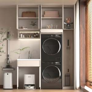 Meuble de lavage et de séchage intégré de style italien moderne en panneaux de bouleau massif, personnalisable, très vendu, pour salon, écologique - Product Image 4