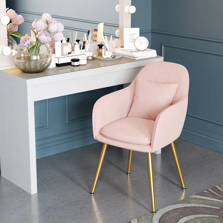 Luxus nordischen Stil Nagel Schreibtisch Nare Care Salon Möbel rosa Samt Nagel Stuhl für Beauty Salon