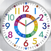 Jam Dinding Jarum Mekanik Warna-warni untuk Pelajar Anak-anak, Tanpa Suara Berdetak untuk Belajar, Bermain Game, Ruang Tamu, Pendidikan