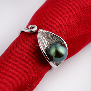 FPR156 Sterling 925 Silver Round Pearl Ring Peacock <strong>Green</strong> Freshwater Pearl Ring <strong>Jewellery</strong> - Product Image 5