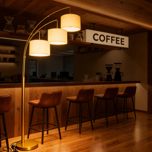 Lámpara de Pie Giratoria de Estilo Mid-Century con 3 Luces, LED Regulable, Alto CRI 90, Control Táctil, Pantalla Beige, Base Metálica Estable, Decoración para el Hogar - Product Image 6