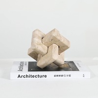 Stonekocc Volakos blanc travertin naturel marbre anneau boucle Rubik's Cube maison étude bureau Luban serrure boucle articles de décoration