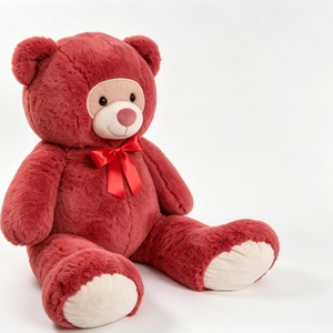 Customized Wine Red <b>Plush</b> Backpack with Red Bow <b>Large</b> Size (51-99cm) PP Cotton Filled Party Use - Product Image 1