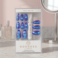HGOD0028 Faux Ongles Carrés Longs Personnalisés Prêts à Poser Effet Déesse, Faits Main, Couverture Complète, Kit Complet