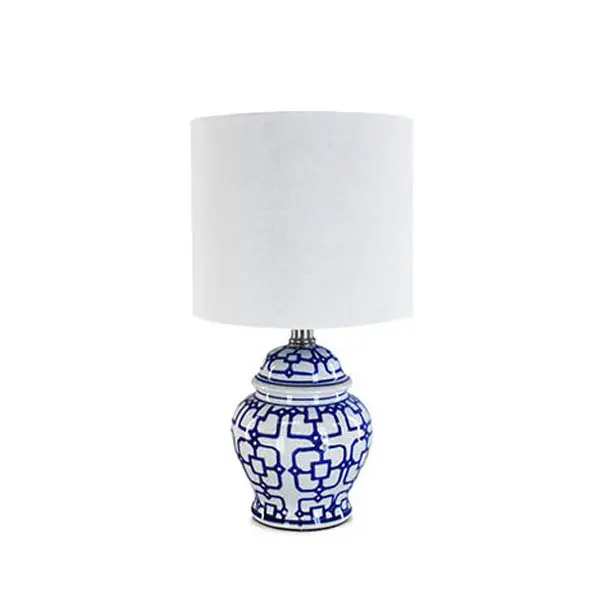 Lampe de Table en céramique personnalisée, lampes de Table de ferme en céramique, Base en céramique bleue, lampe de Table en porcelaine bleue et blanche