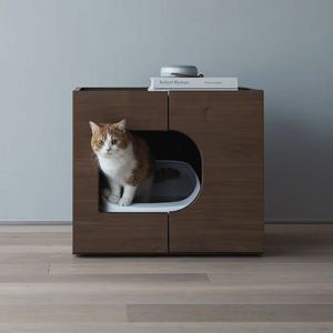 YOUME OEM/ODM Katzen toilette Schrank Massives Eichen-/Walnussholz mit integrierter Aufbewahrung <span class=keywords><strong>Cat</strong></span> <span class=keywords><strong>House</strong></span> <span class=keywords><strong>Indoor</strong></span> für Premium Home Decor - Product Image 1