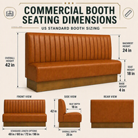 Ensemble de meubles élégants Ron Group : Table carrée en bois massif et banquette en cuir bleue pour restaurants et cafés