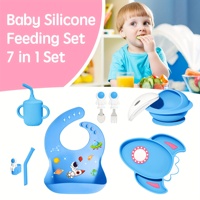 Assiette en silicone personnalisée et étanche pour bébé sans Bpa de qualité alimentaire sur le thème des astronautes ensemble de vaisselle cuillère bol vente en gros